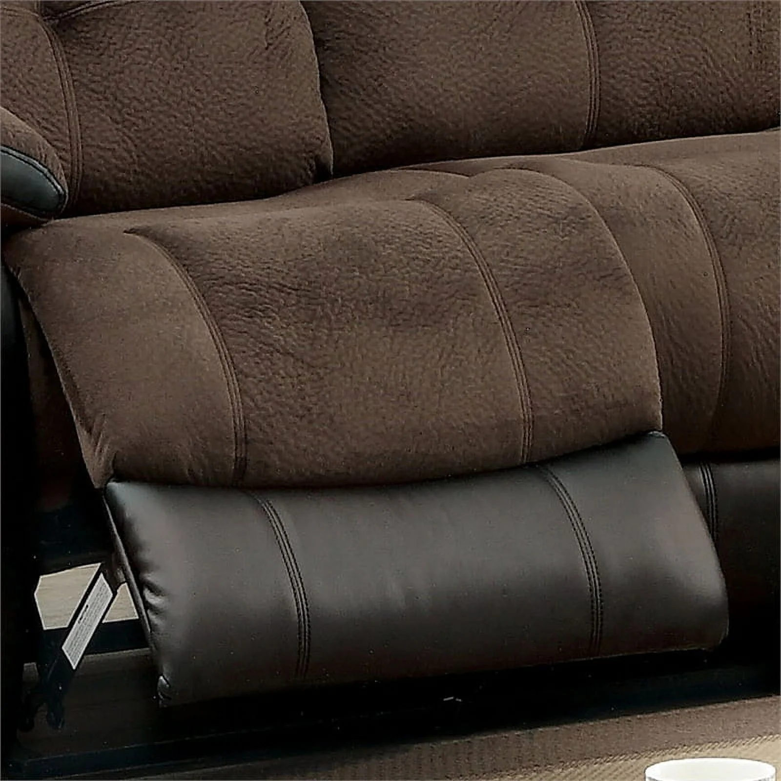 Furniture of America Gwendalyn Faux Leather Reclining Sofa in Brown and Black