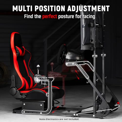 Dardoo G923 Racing Simulator Cockpit with Monitor Mount Fits for Logitech/Thrustmaster G25 G27 G29 G920 T150 T300,Simulator Cockpit with red Seat