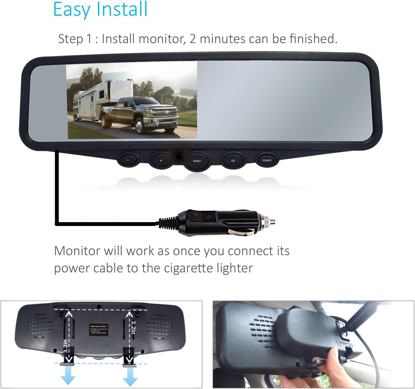 Wireless Backup Camera System, IP69K Waterproof Wireless License Plate Rear View Camera, Night Vision and 4.3&rsquo;&rsquo