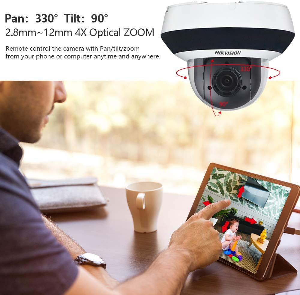 Hikvision 4MP POE Mini PTZ IP Camera DS-2DE2A404IW-DE3,Pan/Tilt/2.8mm~12mm 4X Optical Zoom，Smart IR Night Vision，Audio/Alram Interface， H.265+