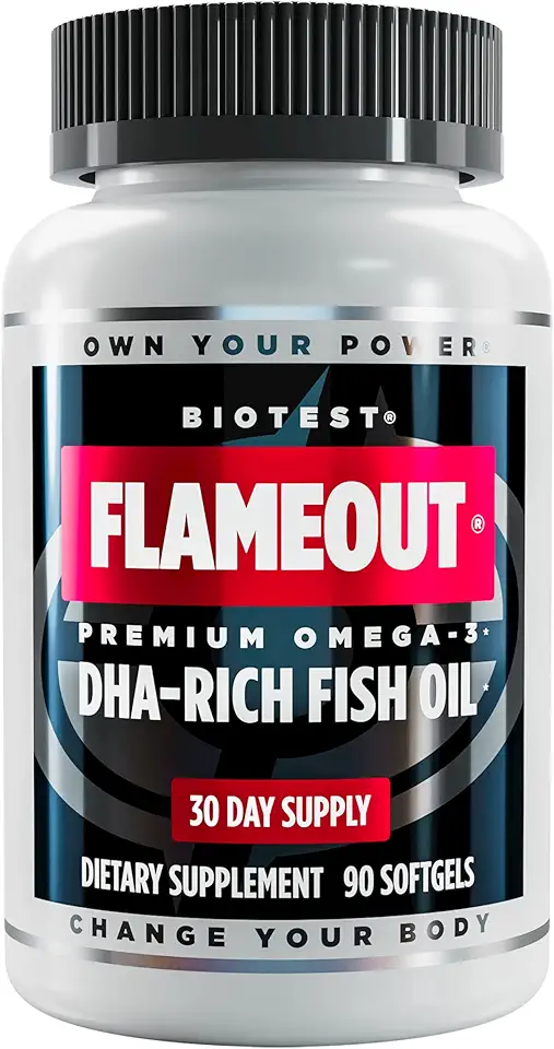 Biotest Flameout DHA-Rich Fish Oil - 4200 mg Omega-3 - Pharmaceutical Grade DHA & EPA - 90 Softgels (30 Day Supply) - Kansas Nuitrition - HNZSDS