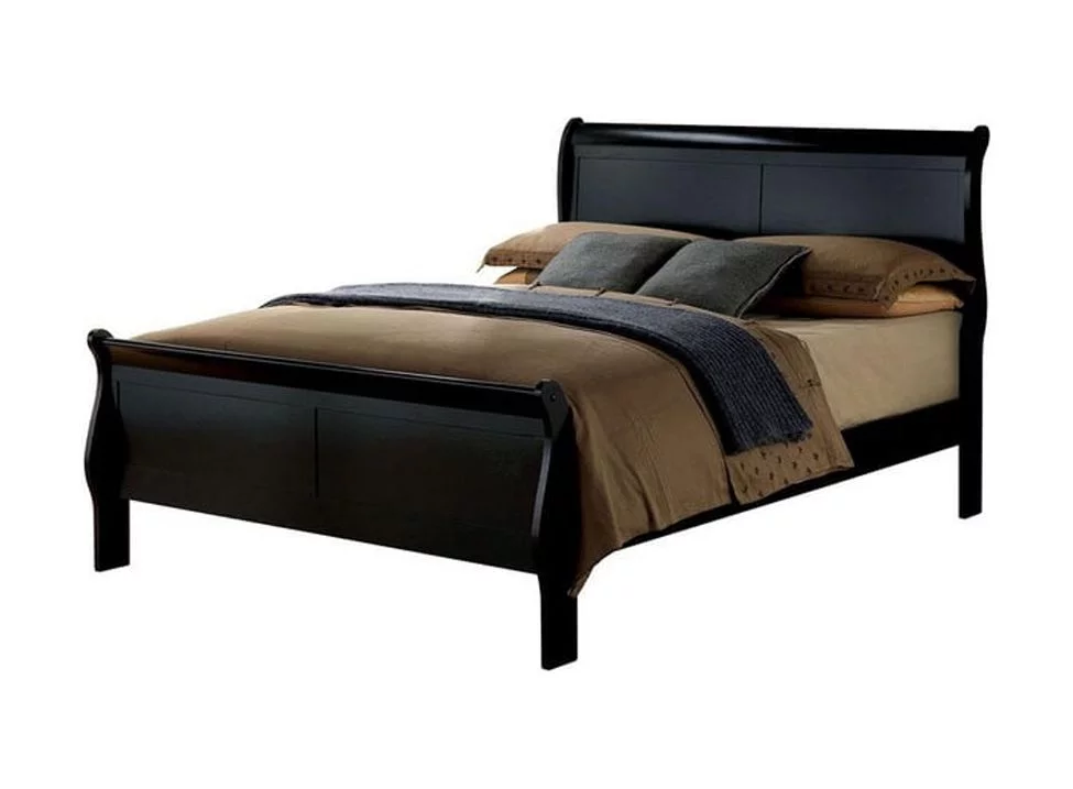 Docooler Eastern King Size Bed Black Louis Phillipe Solidwood 1pc Bed Bedroom Sleigh Bed