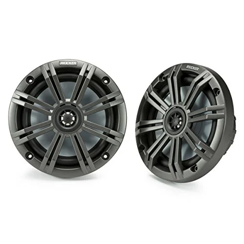 KIC45KM654 Kicker KM65 6.5-Inch (165mm) Marine Coaxial Speakers with 3/4-Inch (20mm) Tweeters, 4-Ohm, Charcoal and White Grilles