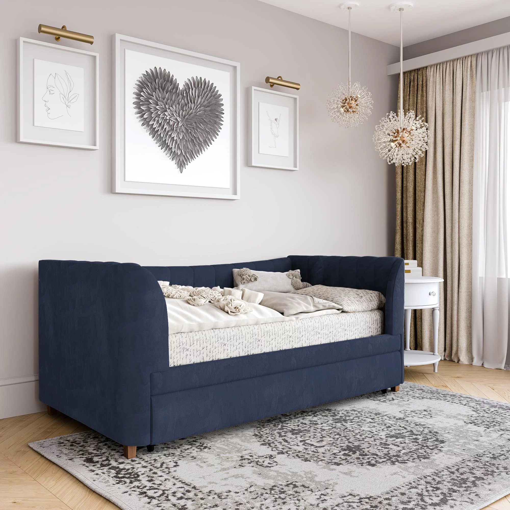 Little Seeds Valentina Upholstered Daybed with Trundle