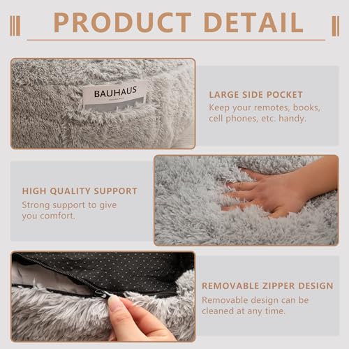 BYBYME Giant Bean Bag Chair, Faux Fur Bean Bag Couch with Filler Large Living Room Bean Bag Chairs for Adults