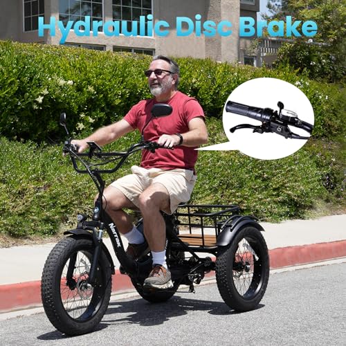 Electric Tricycle for Adults, 750W(Peak 1350W), 48V13Ah Ebike, 20"x4.0" Aluminum Folding Fat Tire 3 Wheel Electric Trike, Max 20MPH Hydraulic Brake
