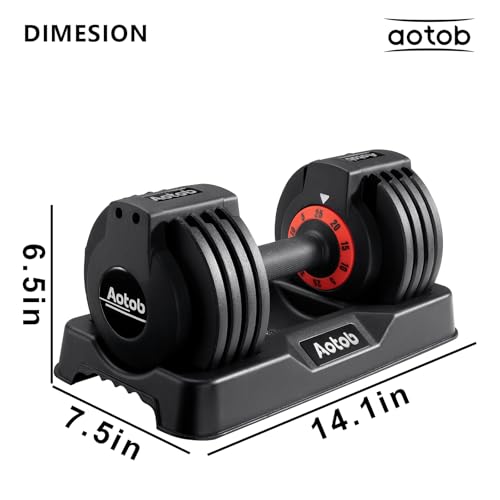AOTOB 25/55 lbs Dumbbell Set, Anti-Slip Fast Adjust Turning Handle, Adjustable for Men and Women, Pair for Home Gym Exercise