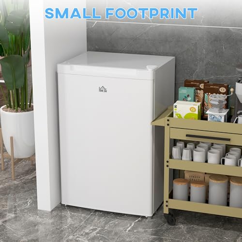 HOMCOM Upright Freezer, 3.0 Cubic Feet Compact Mini Freezer with Reversible Single Door and Adjustable Thermostat, Small freezer for Home, Dorm