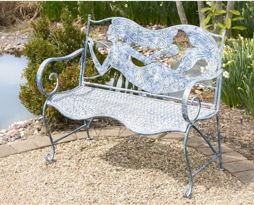 Evergreen Garden Sunflower Garden Bench Outdoors & Indoors | Cast Iron Metal Patio Bench | Outdoor Seating Furniture | Seats for Park, Porch, Deck