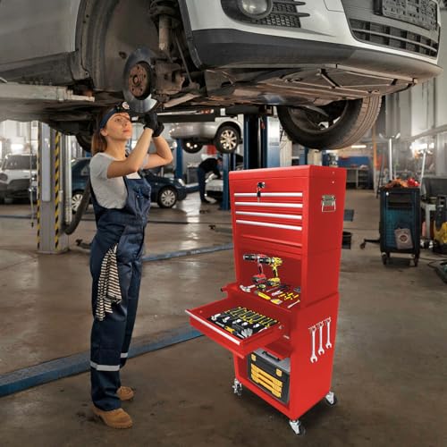 Rolling Tool Chest with 6 Drawers and Wheels, Clearance Tool Chest, Craftsman Tool Chest on Wheels with Lock for Garage and Auto Repair Stores