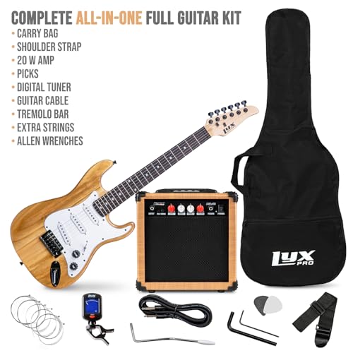 LyxPro 36 Inch Electric Guitar and Kit for Kids with 3/4 Size Beginner’s Guitar, Amp, Six Strings, Two Picks, Shoulder Strap, Digital Clip On Tuner