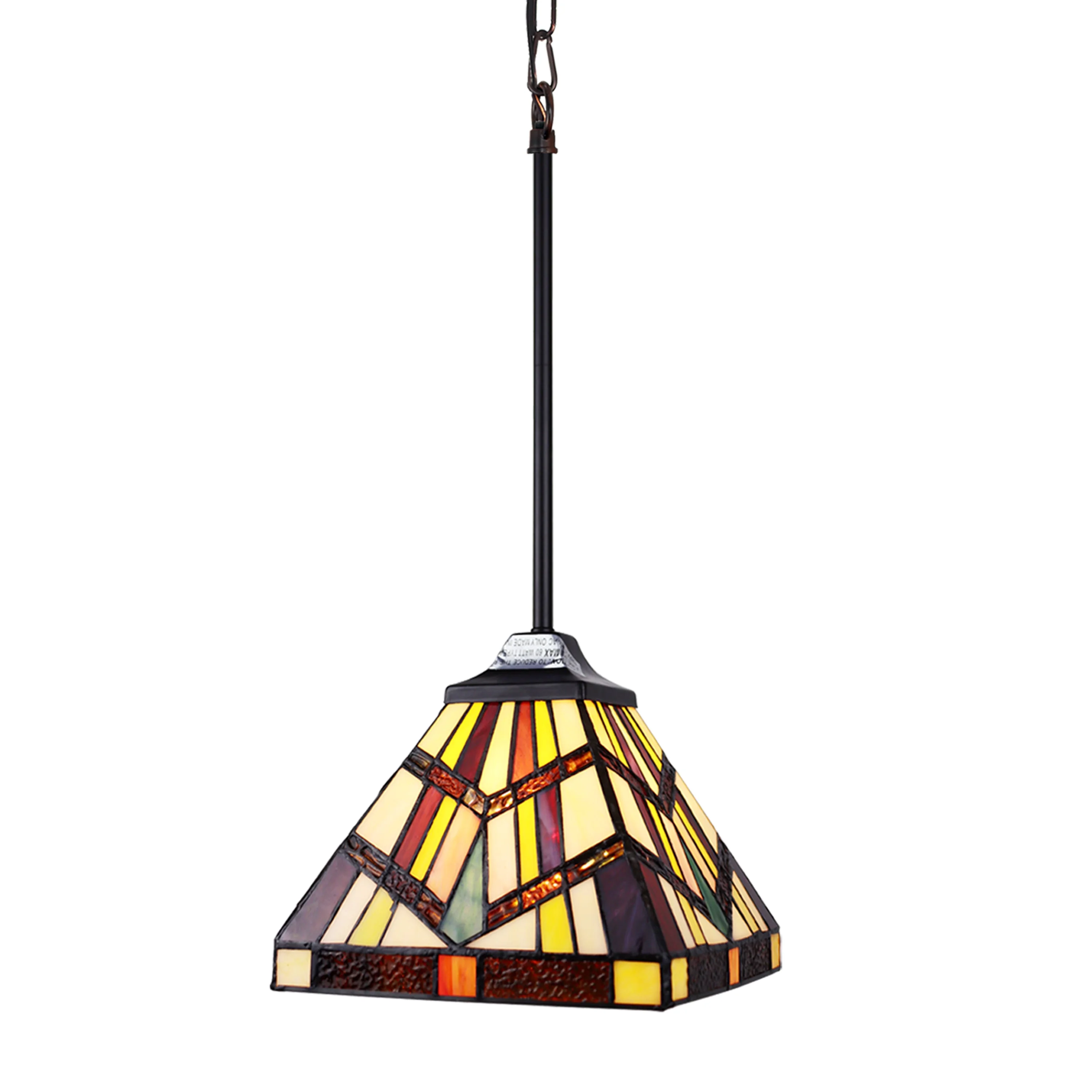 Radiance Goods Mission Tiffany-Style Blackish Bronze 1 Light Mini-Pendant 8" Wide