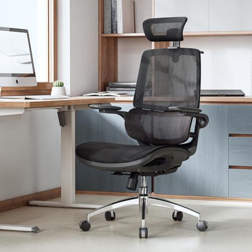 SIHOO M59AS Ergonomic Office Chair, Desk Chair with 3D Flip-up Armrests, Computer Chair with Dual Back Design and Adaptive Dynamic Lumbar Support