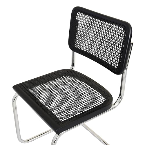 Breuer Chair Company Marcel Breuer Cesca Cane Cantilever Side Chair w/Chrome Steel Frame Walnut Wood & Natural Cane