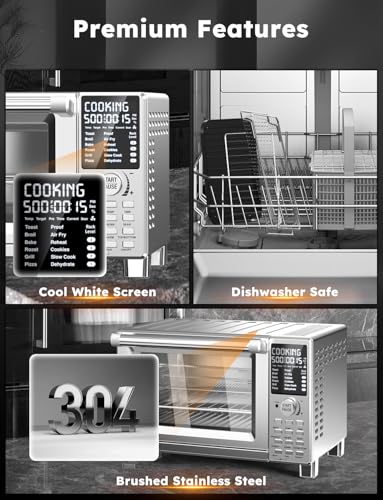 Nuwave Bravo XL Pro Air Fryer Toaster Oven with Grill Combo, 2025 New Ultra-Fast Convection System, 35% Crispier, 2X More Even, 142 Presets, 50-500F