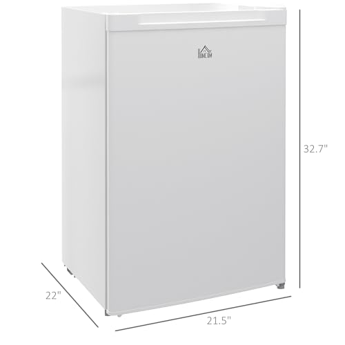 HOMCOM Upright Freezer, 3.0 Cubic Feet Compact Mini Freezer with Reversible Single Door and Adjustable Thermostat, Small freezer for Home, Dorm