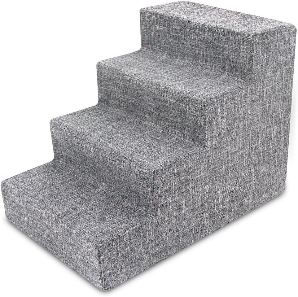 Best Pet Supplies Pet Steps and Stairs with CertiPUR-US Certified Foam for Dogs and Cats - Gray, 3-Step (H: 13.5") Pack of 2