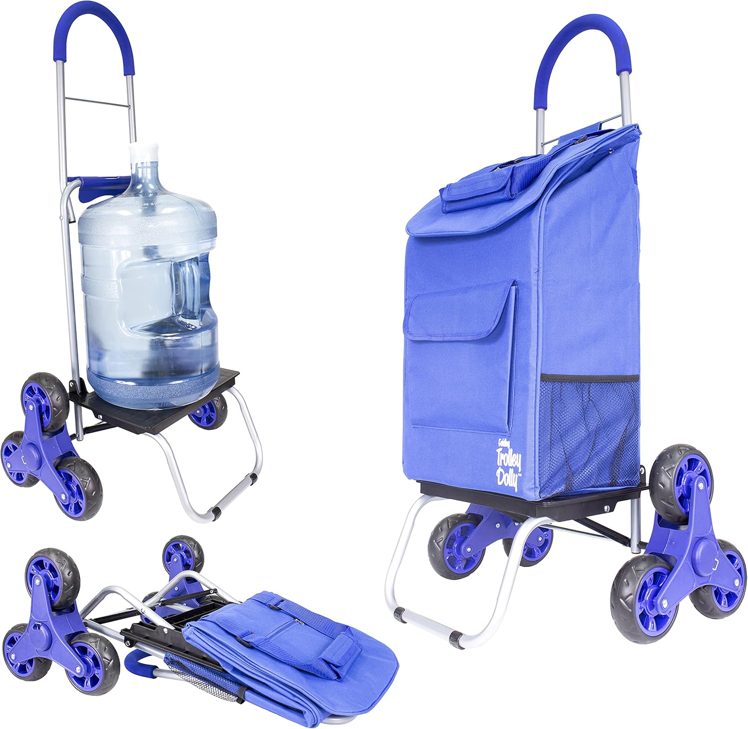 dbest products Stair Climber Trolley Dolly Folding Grocery Cart 3 Wheels Heavy Duty Shopping Hand Truck Made for Condos Apartments