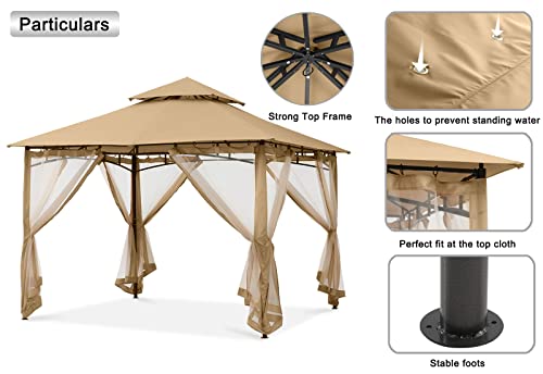 MASTERCANOPY Outdoor Garden Gazebo for Patios with Stable Steel Frame and Netting Walls (11x11,Dark Gray)