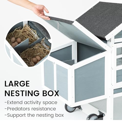 TAKUKA Outdoor Rabbit Hutch, Small Animal Wooden Chicken Coop with Nest Box