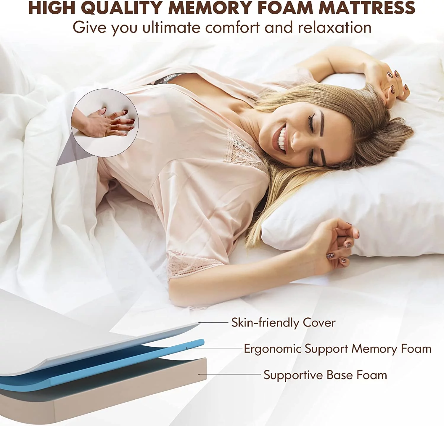Roll Away Beds with 4 Inch Mattresses for Adults. Made in Italy. Folding Cot Size Guest Bed with Storage Cover & Memory Foam Mattress. Space-Saving