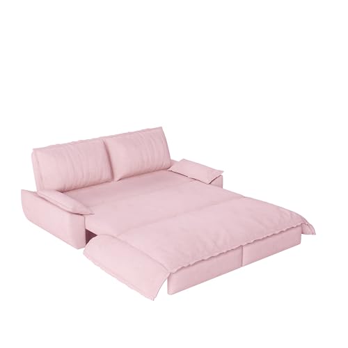 70.1" Futon Sofa Bed Queen Size, Pull Out Bed, 3-in-1 Convertible Sleeper Sofa with 2 Soft Pillows, Modern Velvet Futon Couch for Living Room