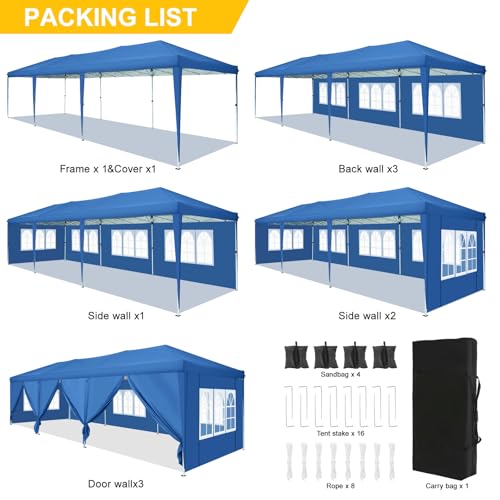COBIZI Canopy 10x20 Pop Up Canopy Tent with 6 Sidewalls Party Tents for Parties Weddings Backyard Waterproof Canopy Outdoor Commercial Canopy Event