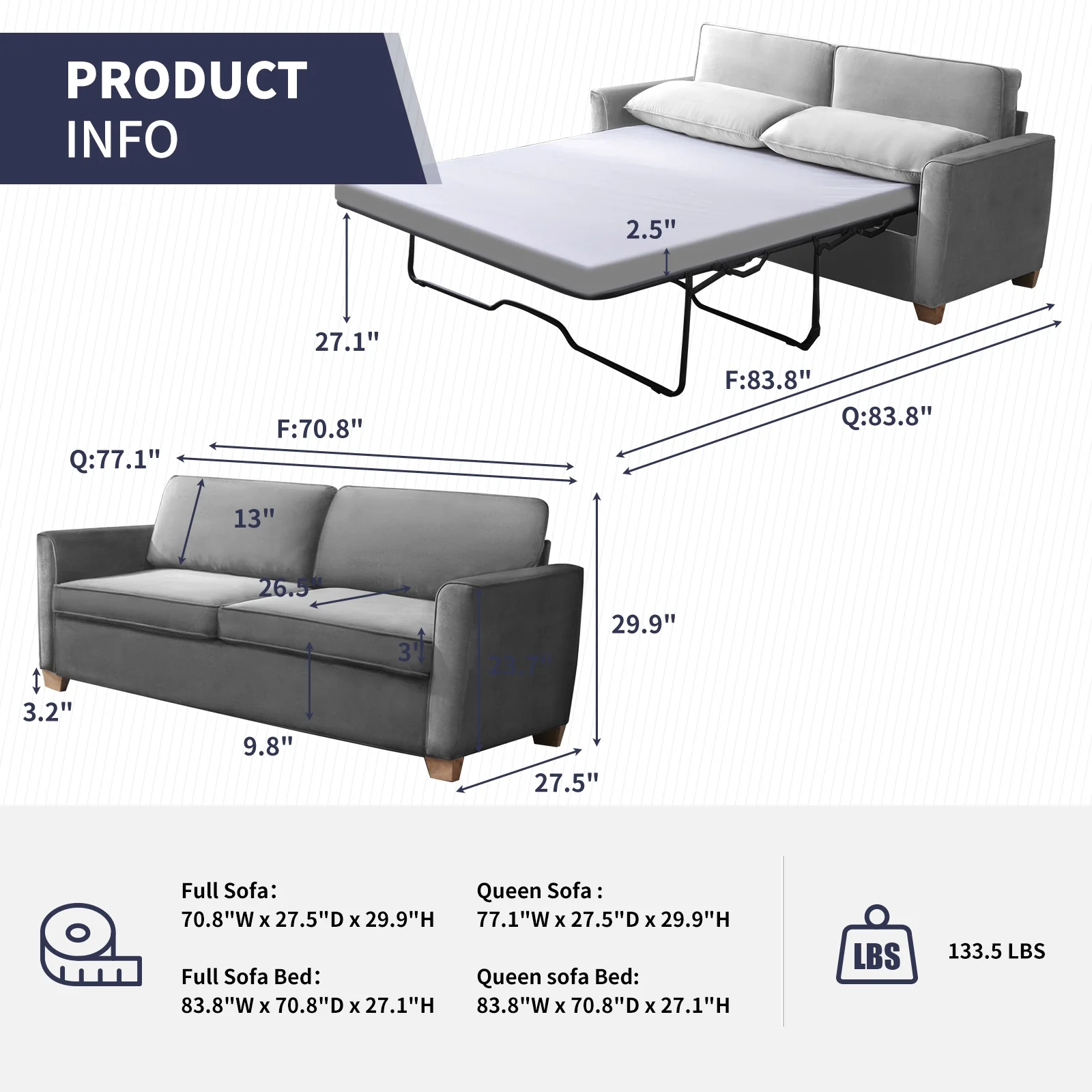 ijuicy 2-in-1 Pull Out Sofa Bed Full Size, Velvet Loveseat Sleeper Sofa with Folding Mattress, Pull Out Couch Bed for Small Spaces