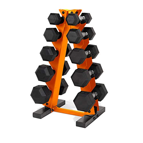 CAP Barbell 150 LB Coated Hex Dumbbell Weight Set with Vertical Rack | Multiple Options
