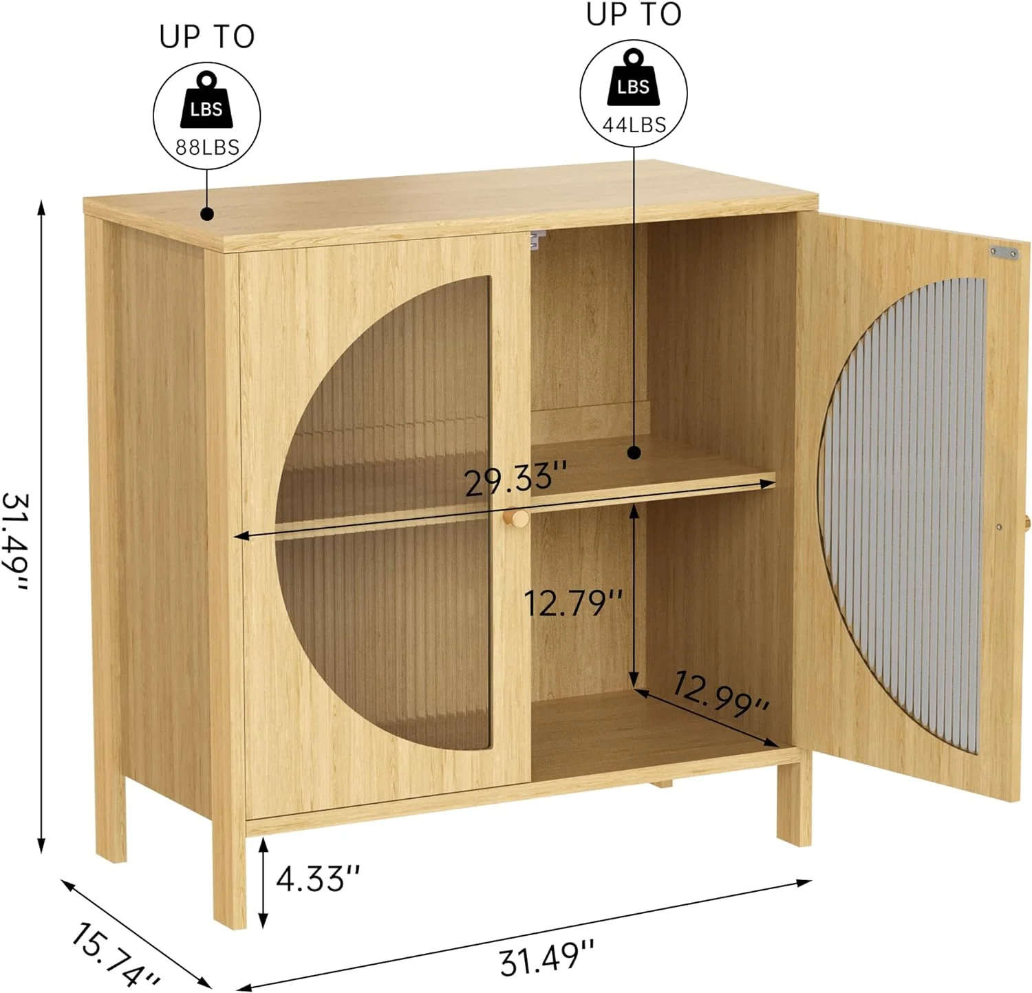 Sideboard Cabinet,Buffet Cabinet with Storage, Accent Storage Cabinet with Glass Doors, Cupboard Console Table for Living Room, Hallway, Dining Room