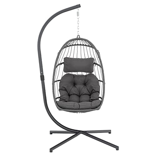 Yechen Hanging Egg Chair with Stand and Footrest for Indoor Outdoor