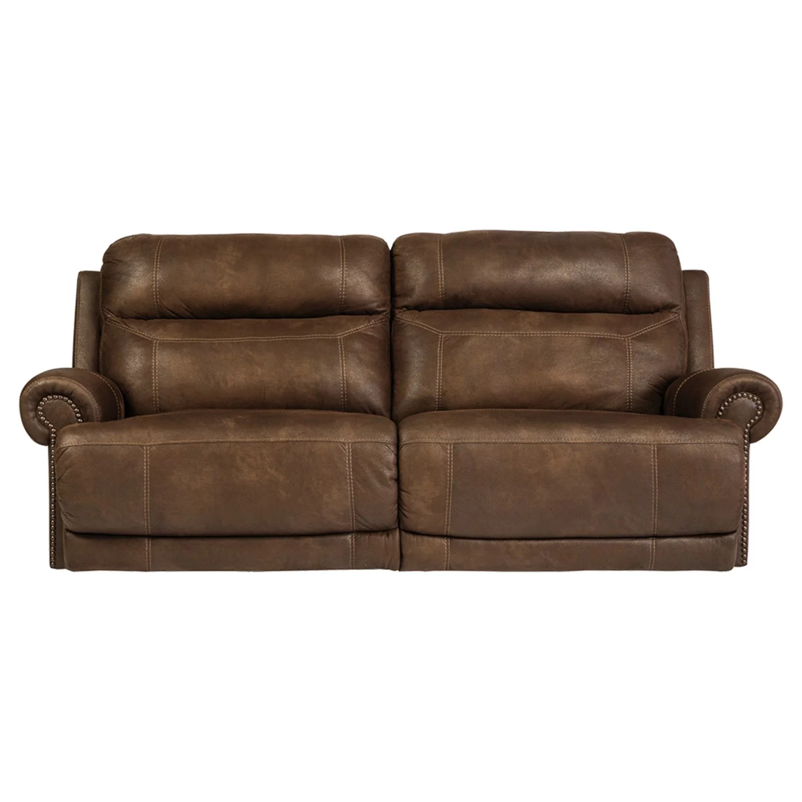 Ashley Furniture Austere Faux Leather Reclining Sofa in Gray