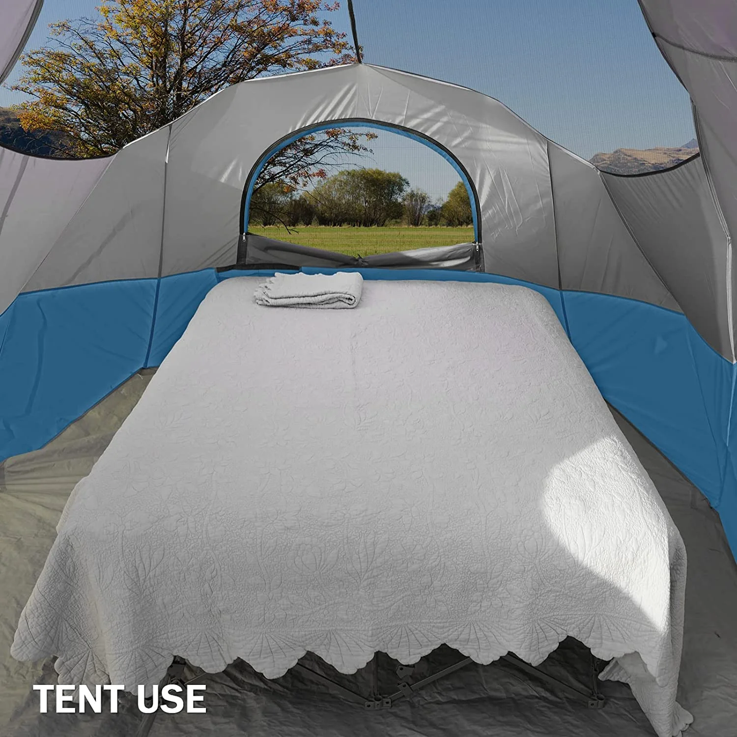 QCAI 2 Person Camping Cot,Folding Camping Bed with Inflatable Air Mattress and Carry Bag,for Outdoor Travel Camp Beach Vacation