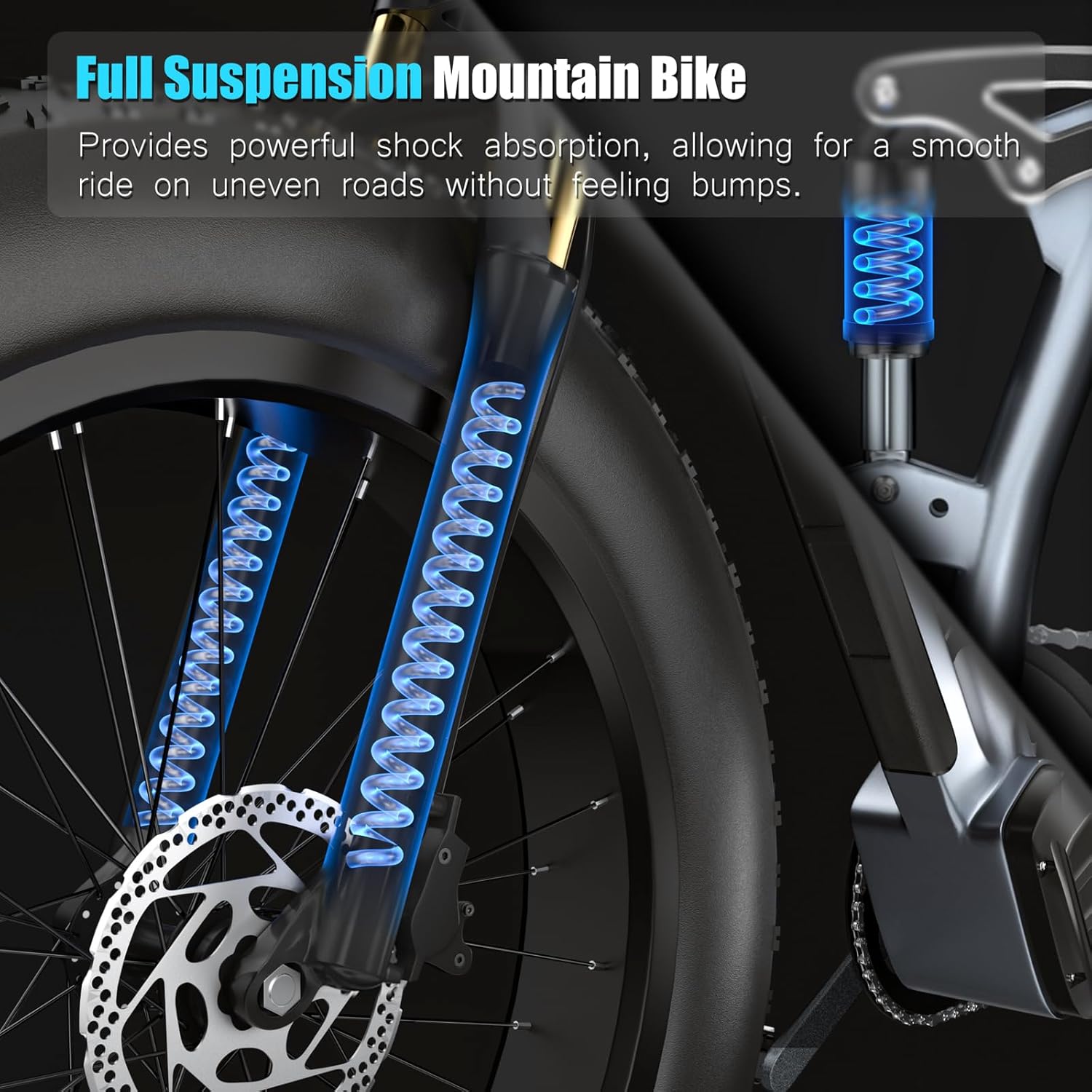 Electric Bike for Adult 48V 30AH/20AH Removable Battery 1000W Ebike 26"Fat Tire up to 30MPH&118 Miles Long Range Full Suspension Electric Bicycle