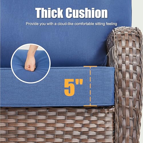 7 Pieces Outdoor Furniture Set with Swivel Chairs