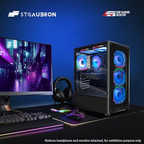 STGAubron Gaming PC Computer Desktop, GeForce RTX 2060 Super 8G, Intel Core I7 8th up to 4.1GHz, 16G DDR4, 1T SSD, WiFi 6 & BT 5.2, RGB Fan x6