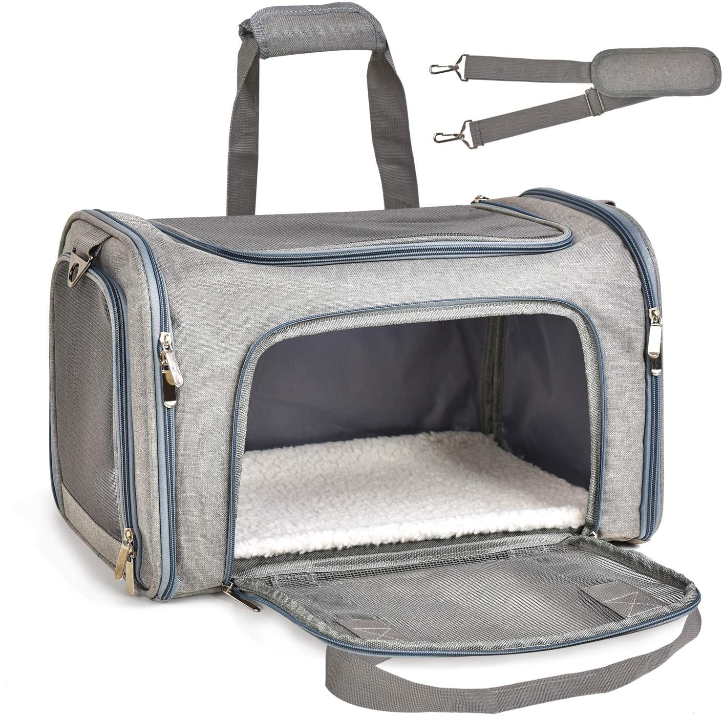 Henkelion Cat, Dog Carrier for Small Medium Cats Puppies up to 15 Lbs, TSA Airline Approved Carrier Soft Sided, Collapsible Travel Puppy Carrier