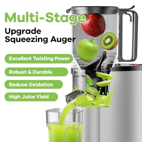 Cold Press Juicer, 5.8" Wide Feed Chute Juice Extractor Machine with 400W, High Juice Yield, Slow Masticating Juicer for Whole Vegetables & Fruits