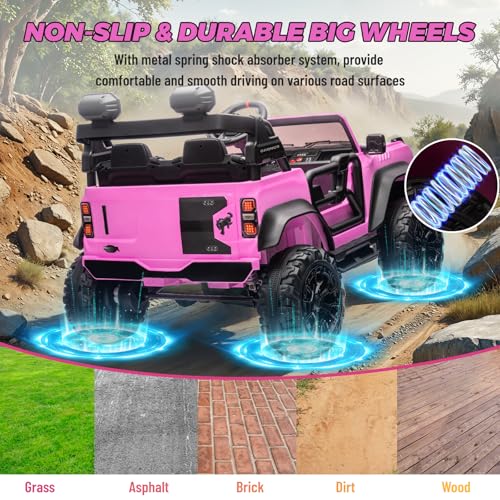 ENYOPRO 2 Seater Ride On Car for Kids, 24v Licensed Ford Bronco Raptor Electric Power Ride On Truck Toy with Remote Control