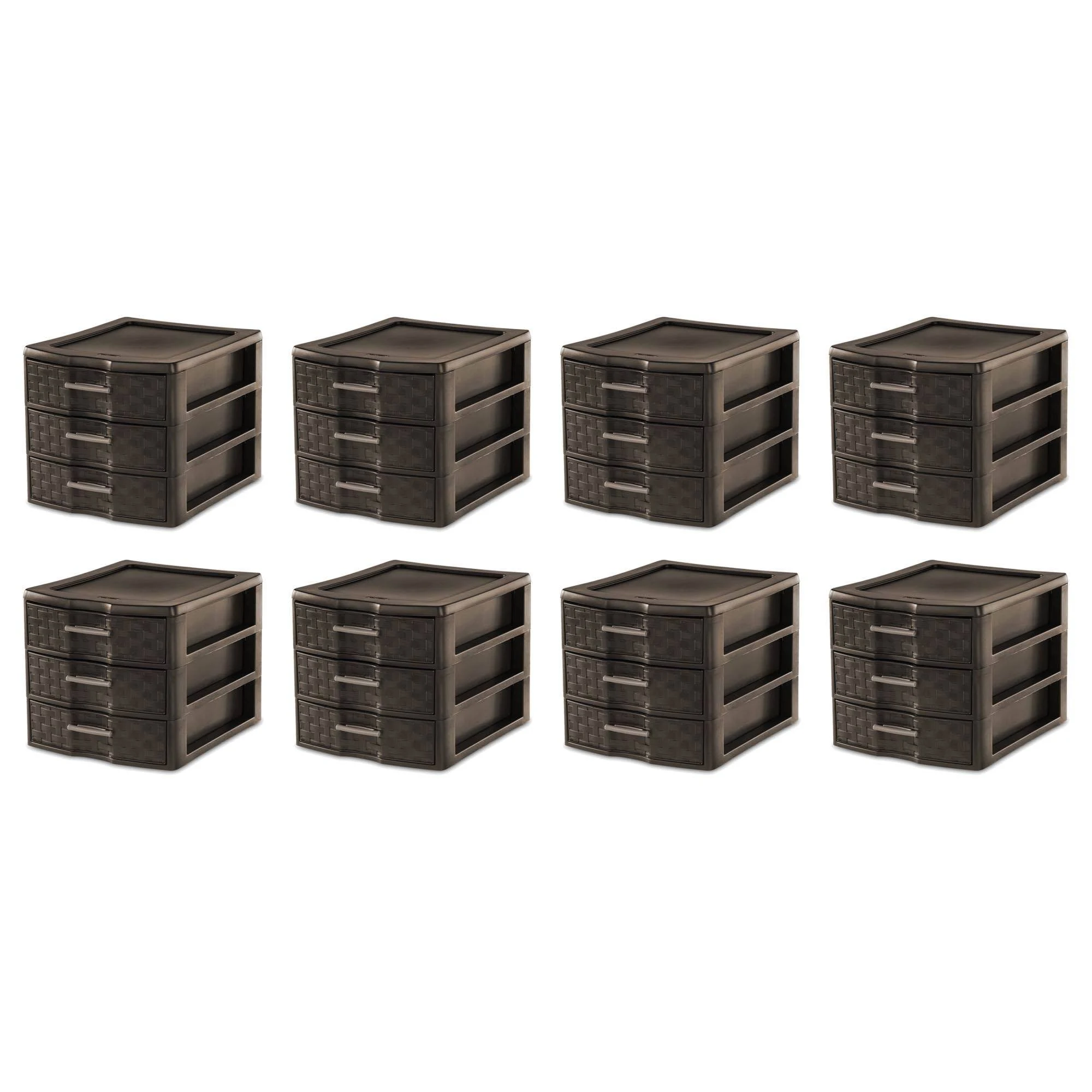 Sterilite Medium Weave Craft Office Supplies 3 Drawer Storage Organizer (8 Pack) - Megean