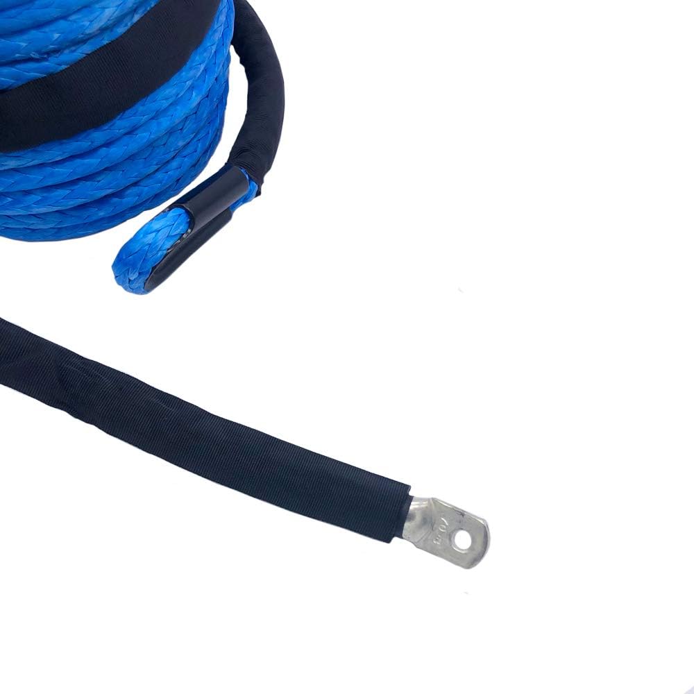 Ucreative Synthetic Winch Rope 3/8 x 95' 20500LBs Line Cable with Sheath for Off Road Vehicle SUV (Blue) Pack of 2