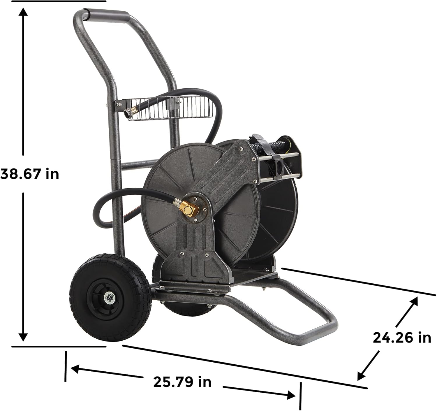 Giraffe Metal Hose Reel Cart, Retractable Garden Hose Reel with Crank, Heavy Duty Water Hose Cart with 2 Solid Wheels