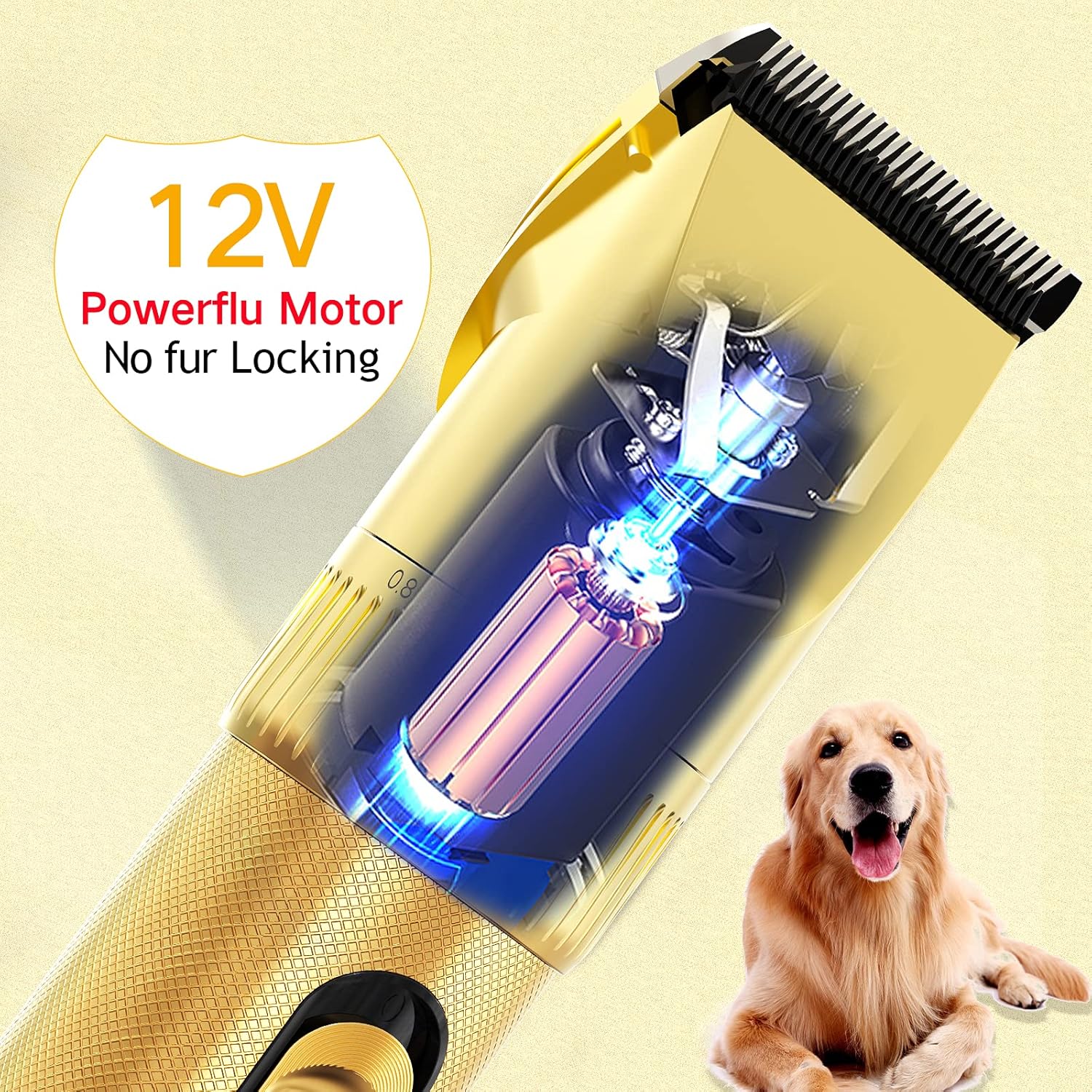 Dog Clippers 12V High Power, Plug-in Dog Hair Trimmer Set