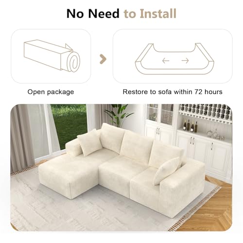 108" Modular Sectional Sofa with L-Shape Chaise, Upholstered Couches for Living Room with Deep Seat, No Assembly Required