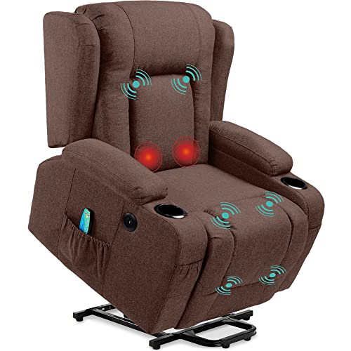 Best Choice Products Modern Linen Electric Power Lift Chair, Recliner Massage Chair, Adjustable Furniture for Back, Legs w/ 3 Positions, USB Port