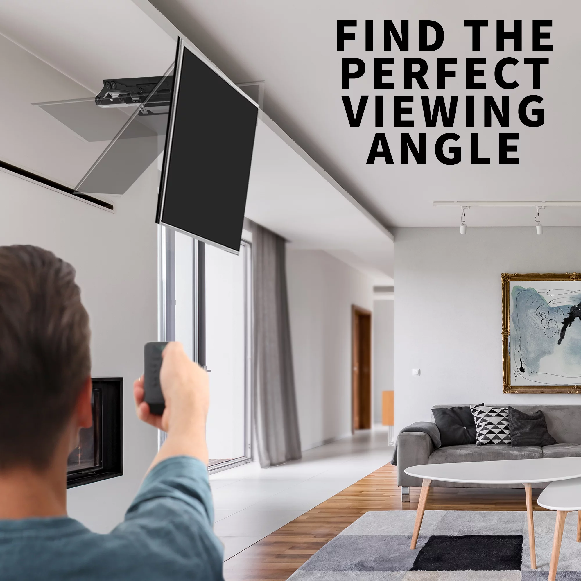 VIVO Motorized Flip Down Pitched Roof Ceiling TV Mount for 40" to 85" Screen - Curated Treasures Market