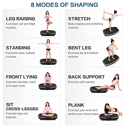 Vibration Plate Exercise Machine Whole Body Workout Vibration Fitness Platform for Home Fitness & Weight Loss + BT + Remote, 99 Levels