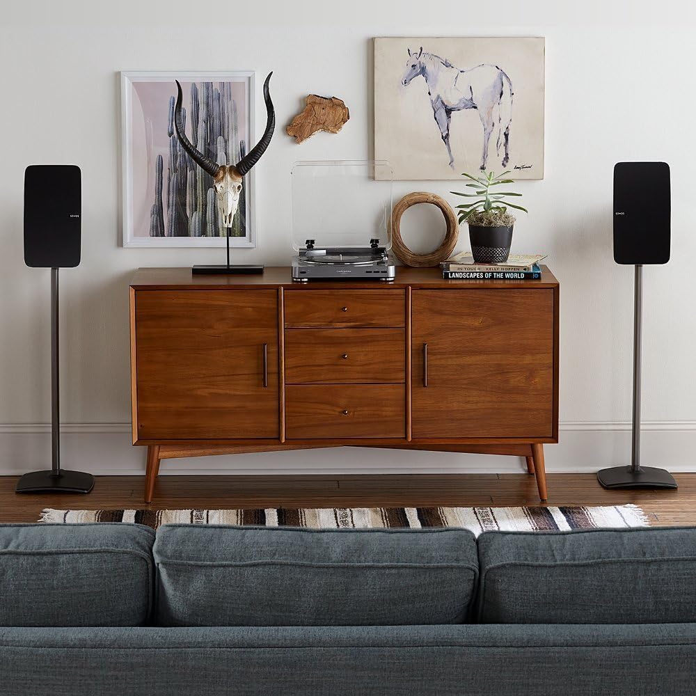 Sanus Wireless Speaker Stand for Sonos Five & Play:5 – Audio Enhancing Design for Vertical & Horizontal Orientations with Built-in Cable Management
