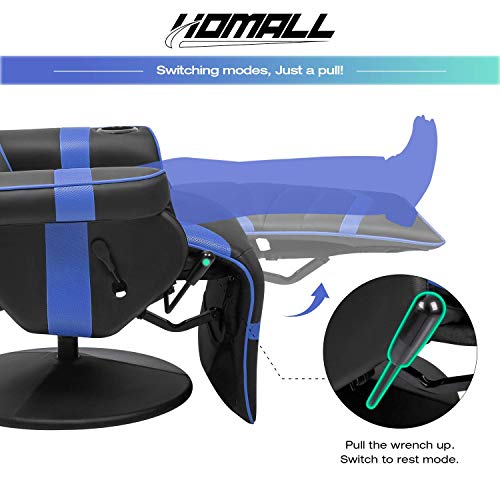 Homall Computer Racing Style Pu Leather Ergonomic Adjusted Reclining Video Gaming Single Sofa Chair with Footrest Headrest and Lumbar Support (Black)