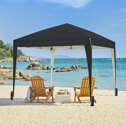 Yaheetech 10x10 Pop Up Canopy with 4 Removable Sidewalls, Portable Enclosed Instant Tent, Waterproof Outdoor Tent, Beach Sun Shelter with 4 Sandbags